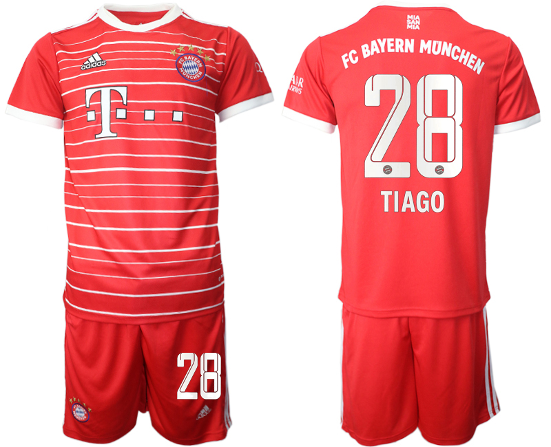 Men 2022-2023 Club Bayern Munich home Red #28 Adidas Soccer Jersey->real madrid jersey->Soccer Club Jersey
